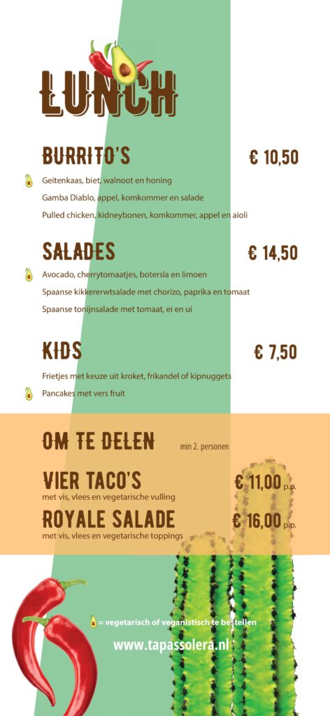 Lunchkaart achterkant